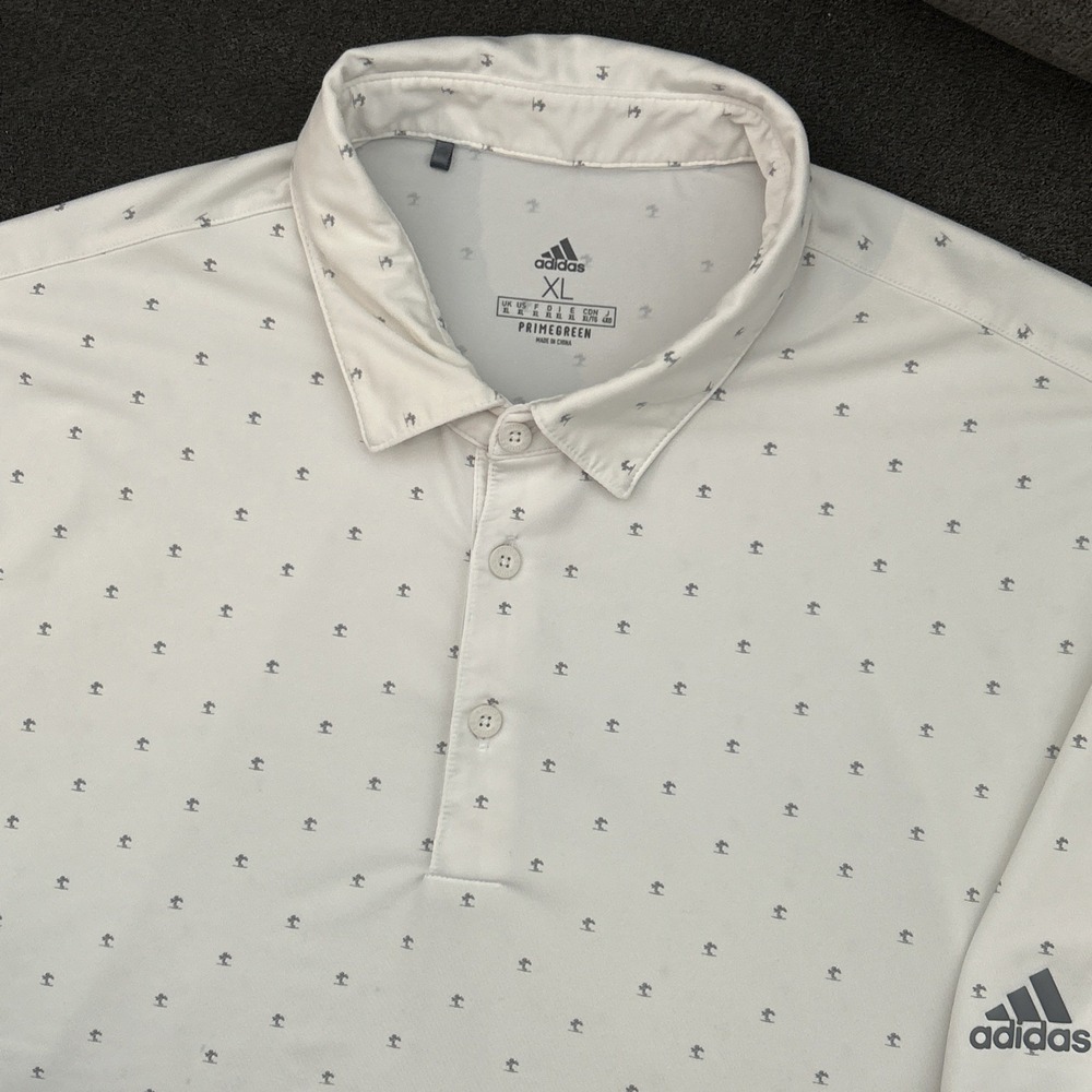 Adidas Ultimate 365 Printed Polo Mens XL White All Over Short Sleeve Performance